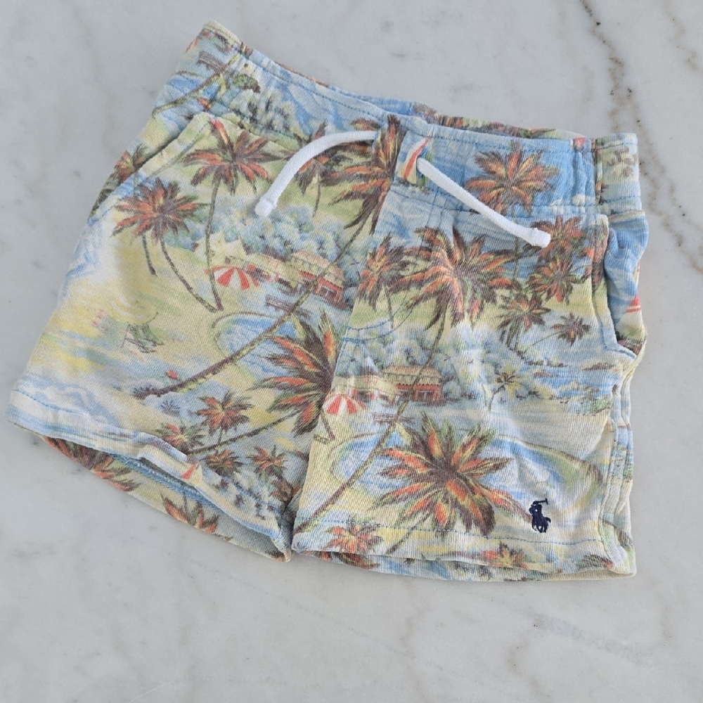 Polo by Ralph Lauren Kids Palm Print Pajama Set - Blue and Cream - Picture 6 of 7